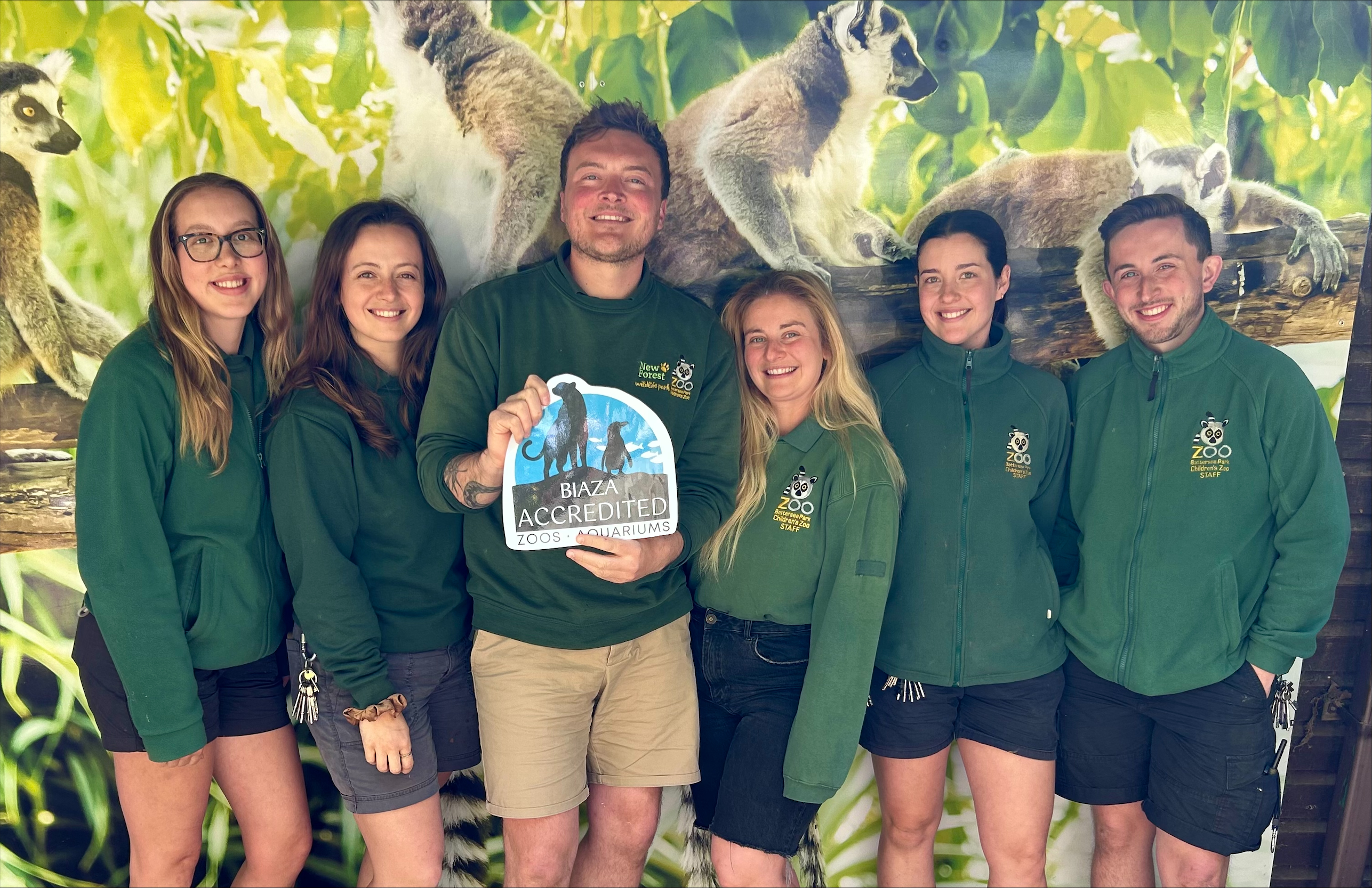 Battersea Park Children's Zoo Team with BIAZA Accreditation logo